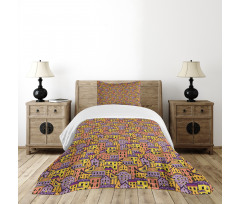 Doodle Colorful Houses Bedspread Set
