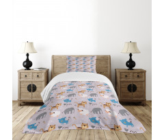 Sheep Elephant Pig Dog Bedspread Set