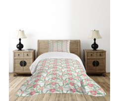 Hand Drawn Ornamental Blossom Bedspread Set