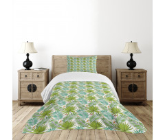 Fern Leaves Sketch Style Bedspread Set