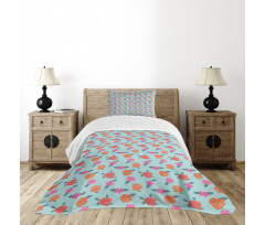 Abstract Pink Orange Flowers Bedspread Set