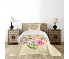 Colorful Flowers Butterflies Bedspread Set