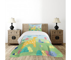 Cartoon Animal in Wildlife Bedspread Set