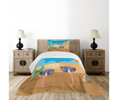 Wild Birds on Desert Cactus Bedspread Set