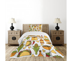 Latin Food Chili Taste Taco Bedspread Set