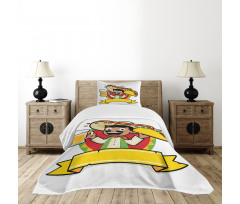 Man with a Beer and Taco Bedspread Set