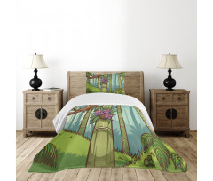 Colorful Jungle Cartoon Bedspread Set