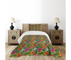 Palm Jungle Leaves Floral Bedspread Set