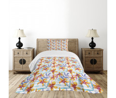 Watercolor Floral Artwork Bedspread Set