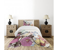 Bird Perched on Flowers Bedspread Set