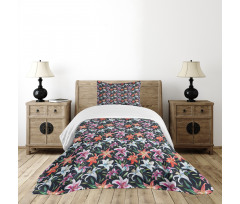 Watercolor Tropical Lilies Bedspread Set