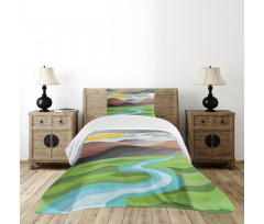 Abstract Mountains River Bedspread Set