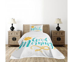 Smiling Sun and Wavy Letters Bedspread Set