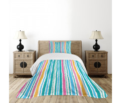 Stripes in Aquatic Colors Bedspread Set