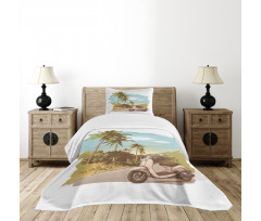 Vintage Scooter in Jungle Bedspread Set