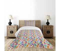 Abstract Hairy Monsters Bedspread Set