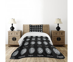 Shaded Effect Runic Alphabet Bedspread Set