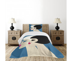 Bob Haircut Twin Ladies Bedspread Set