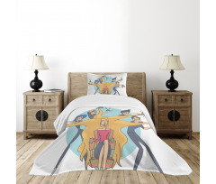 Blonde Long Hair Model Bedspread Set