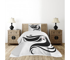 Stencil Art Woman Bedspread Set