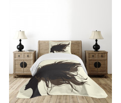 Fuzzy Hair Silhouette Bedspread Set