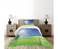 Sun Rays with Lonely Tree Bedspread Set