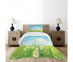 Floral Meadow Illustration Bedspread Set