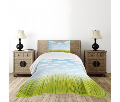 Grass and Clouds Landscape Bedspread Set