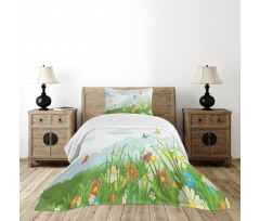 Clouds with Spring Meadow Bedspread Set