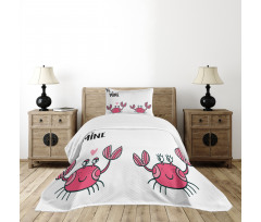 Funky Crab Couple and Heart Bedspread Set