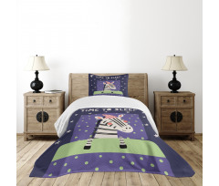 Sleeping Zebra in Nightcap Bedspread Set