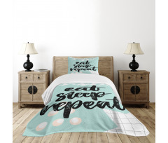 Eat Sleep Repeat Lettering Bedspread Set