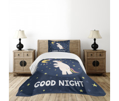 Unicorn with Rainbow Hair Bedspread Set