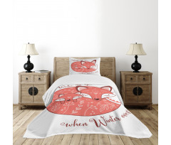 Sleeping Baby Fox and Mother Bedspread Set