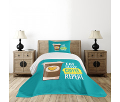 Eat Sleep Coffee Time Repeat Bedspread Set