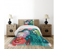 Hydrangea and Bell Flowers Bedspread Set