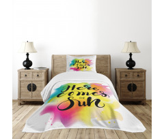 Here Comes Sun Text Bedspread Set