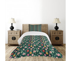 Colorful Flower and Buds Bedspread Set