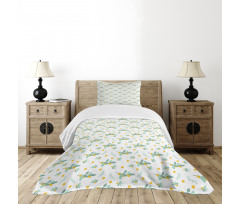 Citrus Fruits and Leaves Bedspread Set