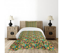 Parrots and Pomegranate Bedspread Set