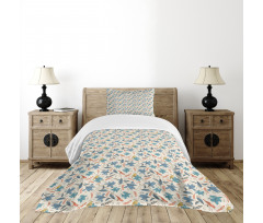 Abstract Flowers and Birds Bedspread Set