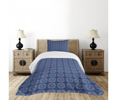 Floral Paisley Pink Blue Bedspread Set