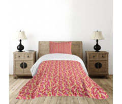 Pastel Tone Feathers Bedspread Set