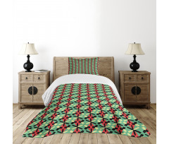 Rhombus and Dashed Lines Bedspread Set