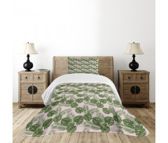 Monstera Leaf Palm Tree Bedspread Set