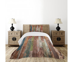 Grunge Style Planks Design Bedspread Set