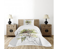 Lake House in the Forest Bedspread Set