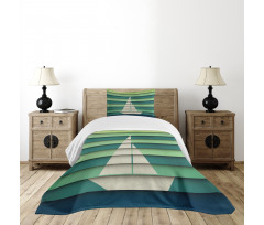 Paper Boat Design Nautical Bedspread Set