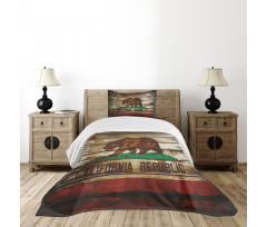 California Flag Rustic Boards Bedspread Set