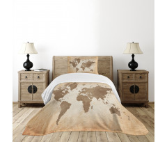 Vintage Earth Continents Bedspread Set